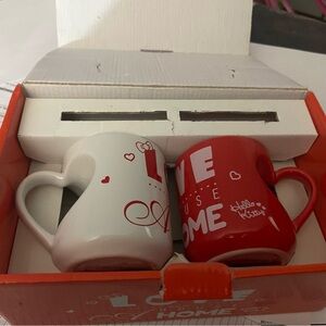 VINTAGE- 2013 Hello Kitty Red and White Heart Handle Mugs